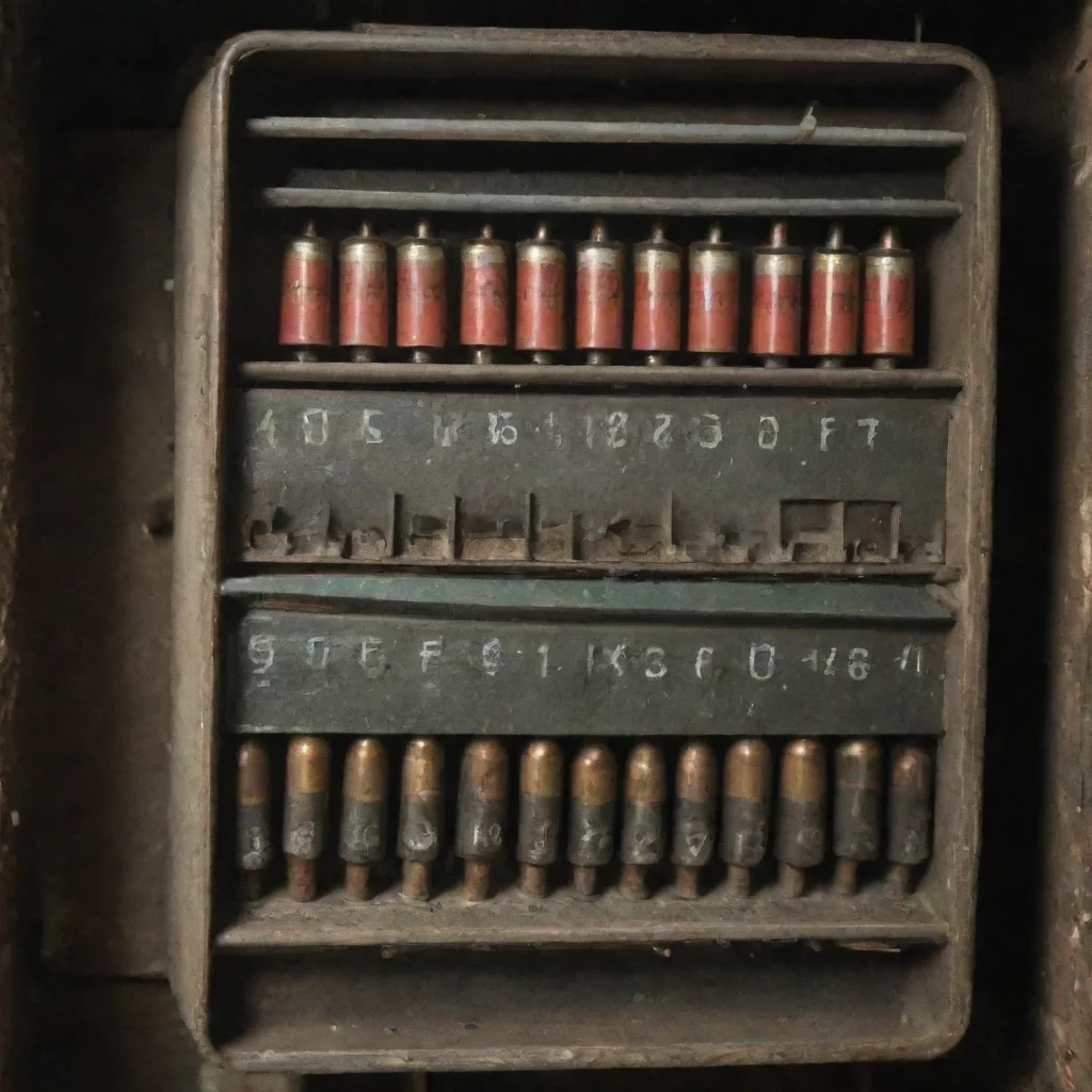 aiartstation art a fuse box with rifle cartridges instead of fuses confident engaging wow 3