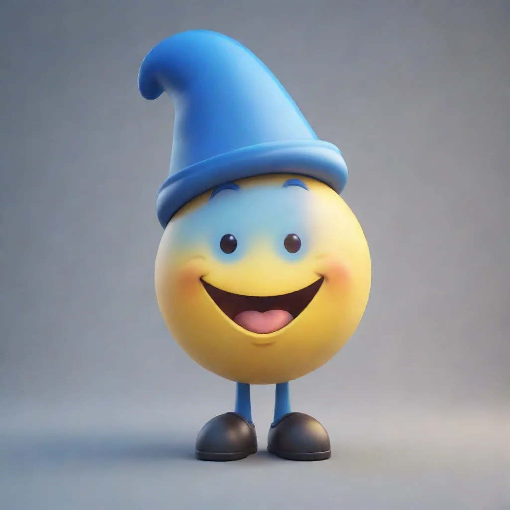 artstation art a giant happy emoji with a blue hat. confident engaging wow 3
