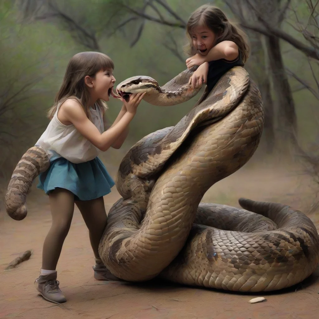 aiartstation art a giant rattlesnake with a girl whose legs are kicking out of its mouth confident engaging wow 3