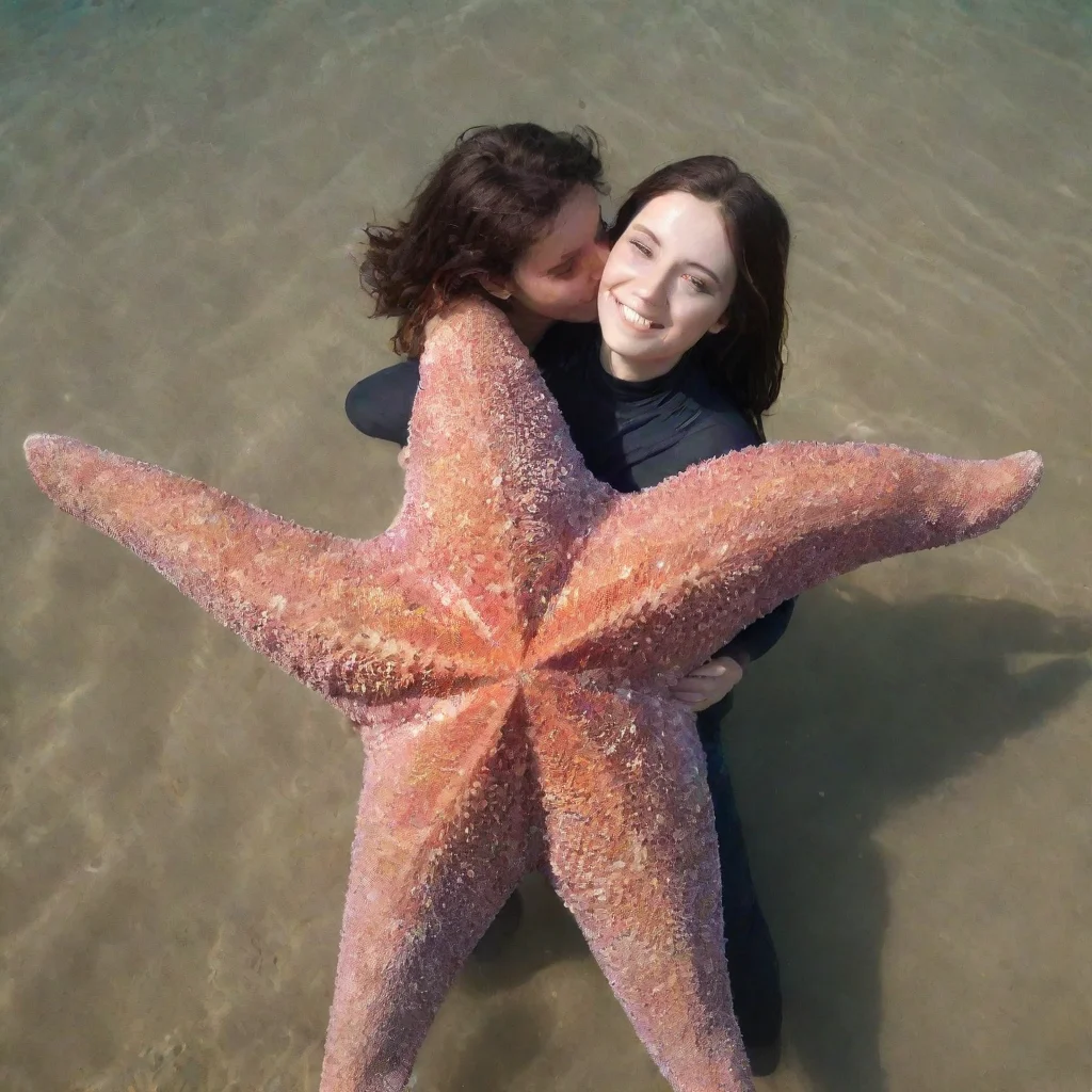 aiartstation art a giant starfish hugging a human confident engaging wow 3