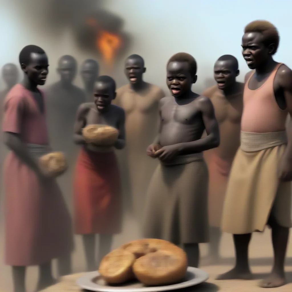 artstation art a group of africans revolted by the sight of grotesque food confident engaging wow 3