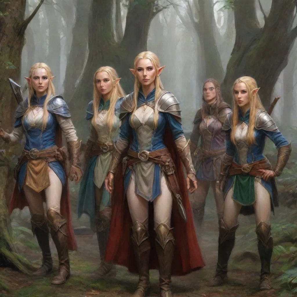 aiartstation art a group of female high elf adventurers confident engaging wow 3