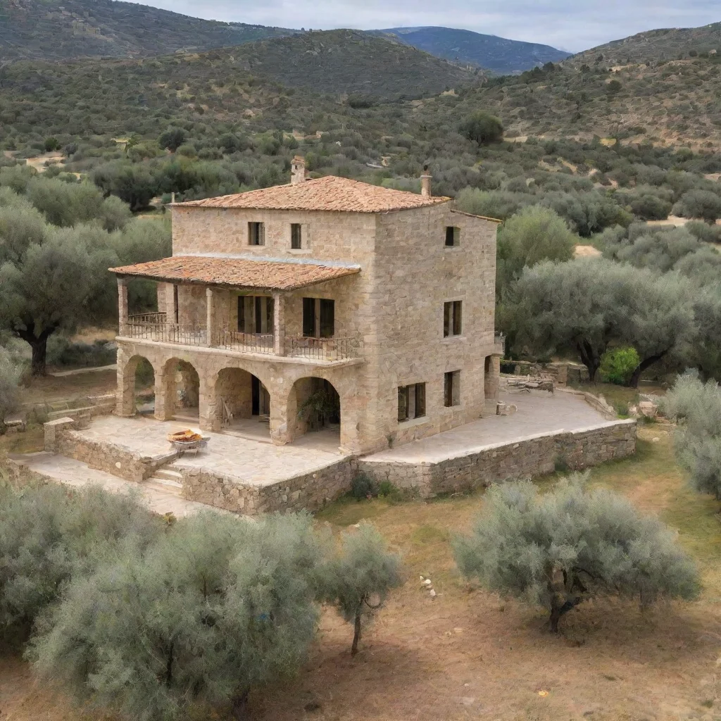 aiartstation art a large two storey stone villa in an olive grove confident engaging wow 3