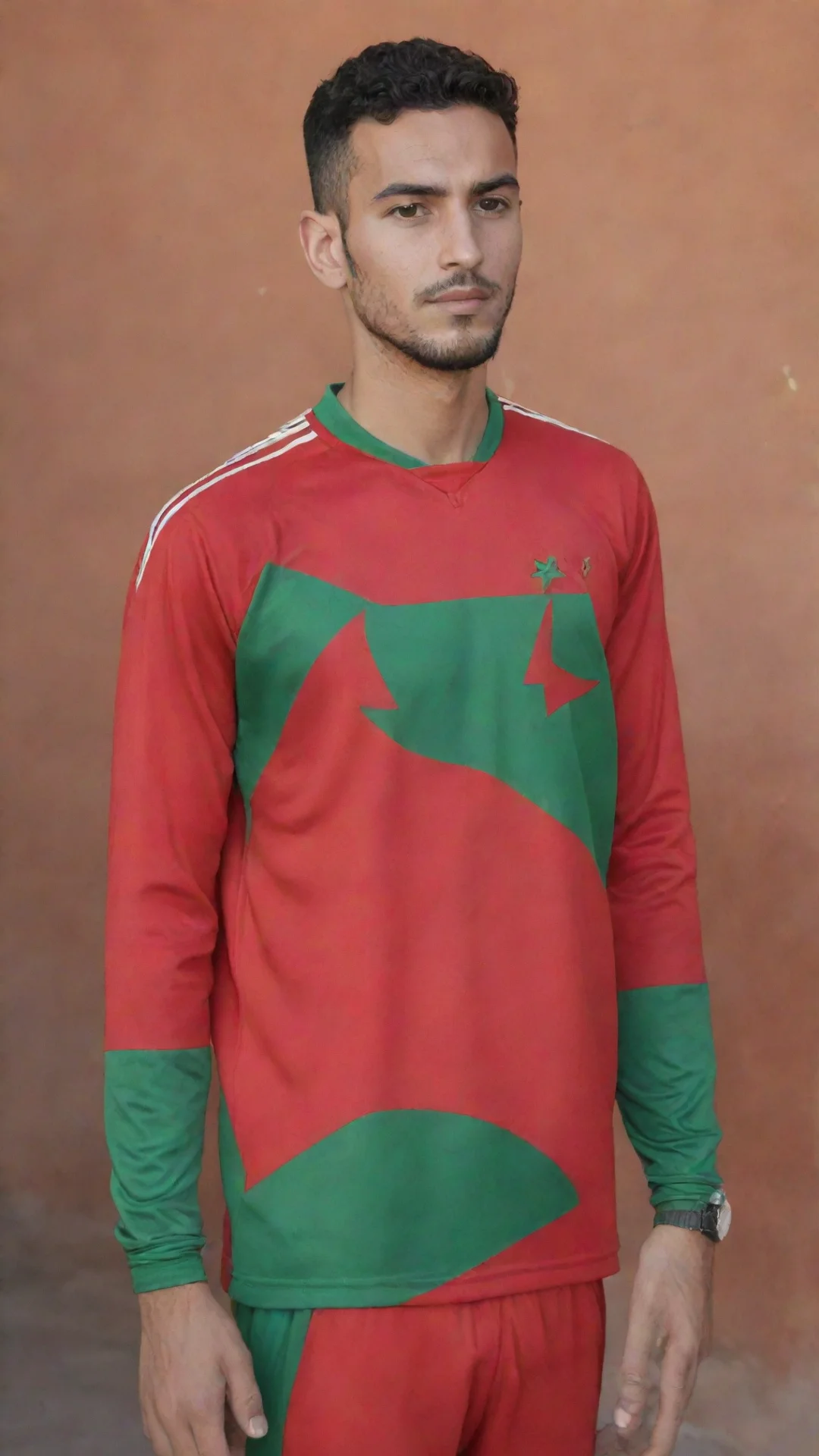 artstation art a man wear a morocco team jerseys  confident engaging wow 3 tall