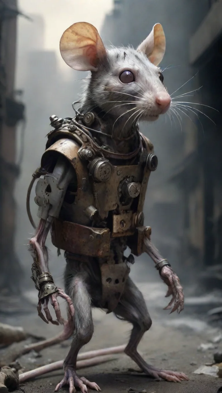 artstation art a mechanical rat humanoid in an apocalypse  confident engaging wow 3 tall