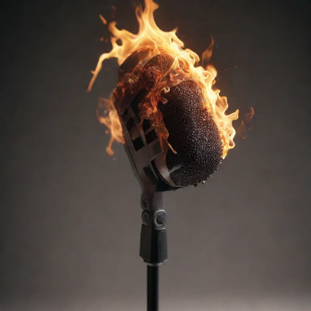 aiartstation art a microphone melting from fire render 8k confident engaging wow 3