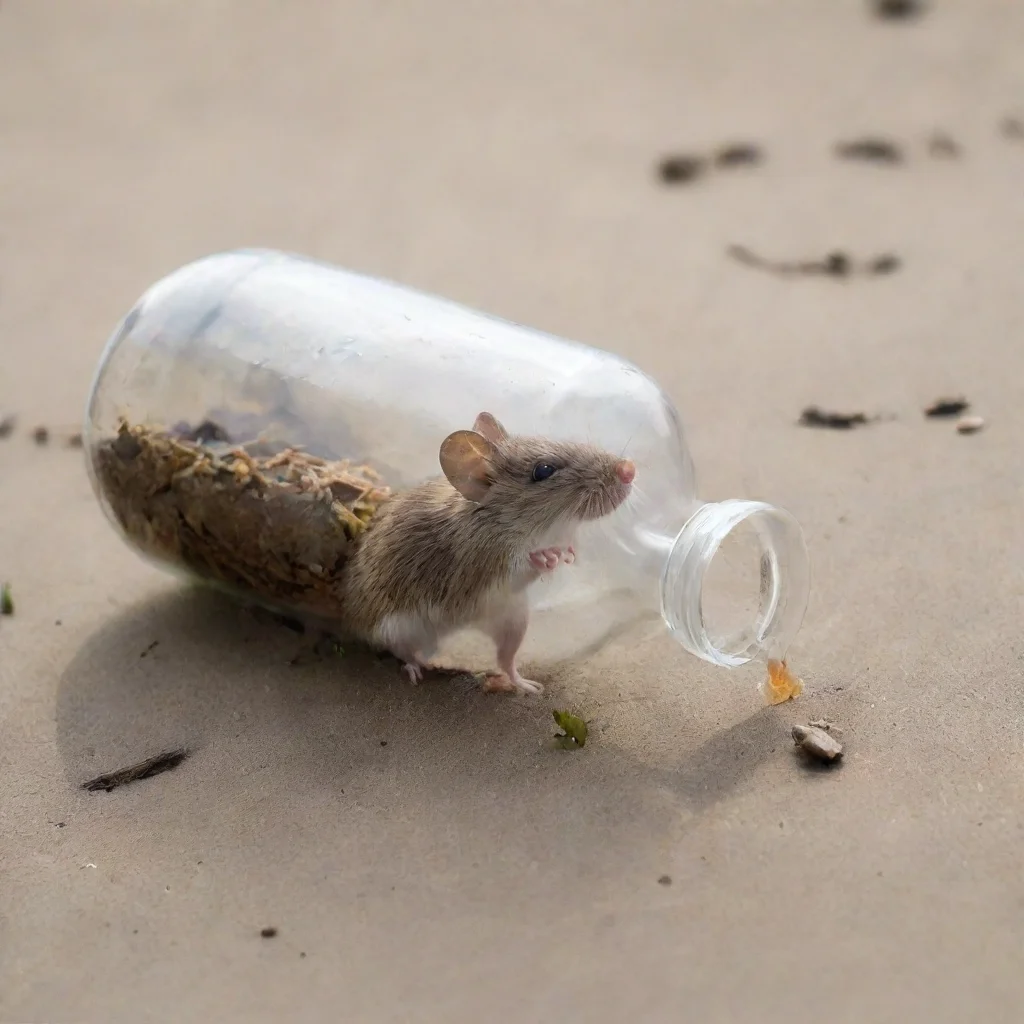 artstation art a mouse is stuck in a bottle on shoreside  confident engaging wow 3
