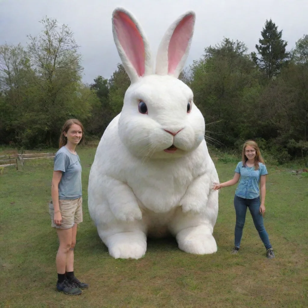 artstation art a person standing next to a giant rabbit confident engaging wow 3