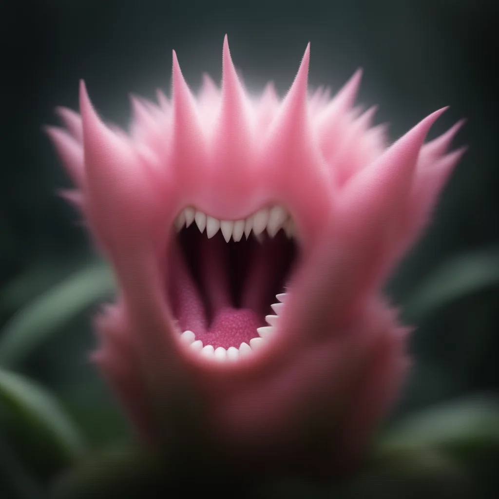 aiartstation art a pink alien plant with teeth confident engaging wow 3