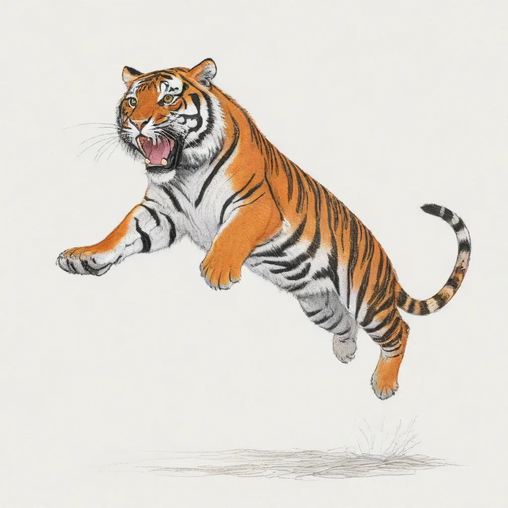 aiartstation art a scribbly line drawing of a jumping tiger confident engaging wow 3