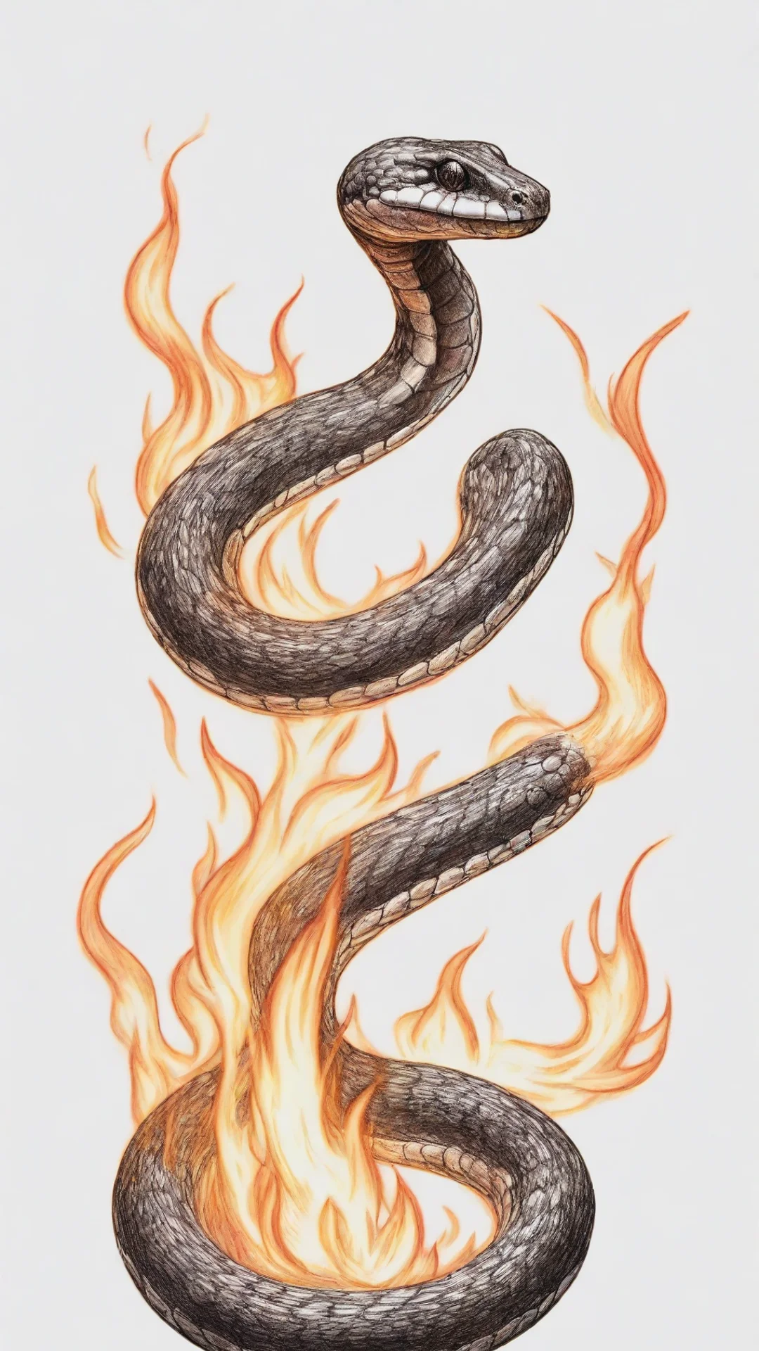 aiartstation art a sketched line art snake on fire confident engaging wow 3 tall