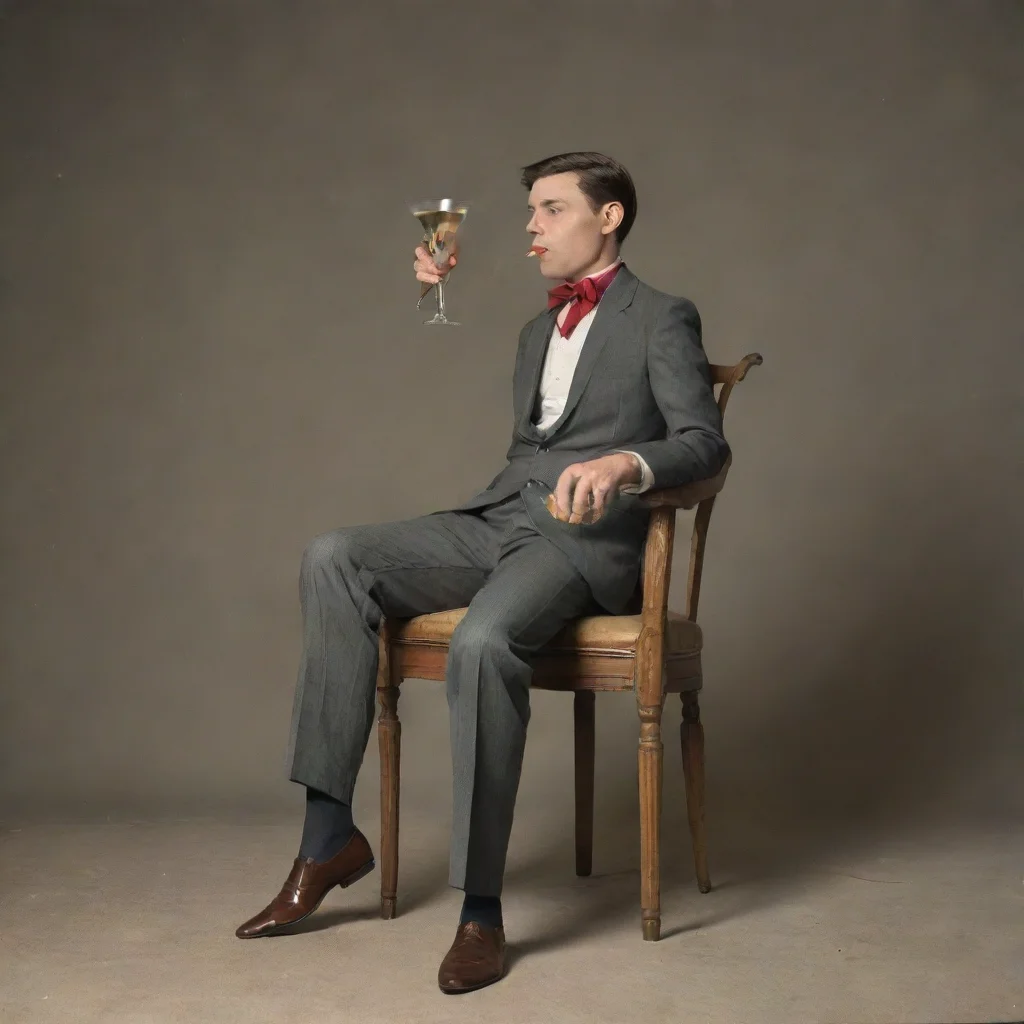 aiartstation art a slim young man having an %C3%A9rection%2C he is on a chair%2C drinking a martini confident engaging wow 3