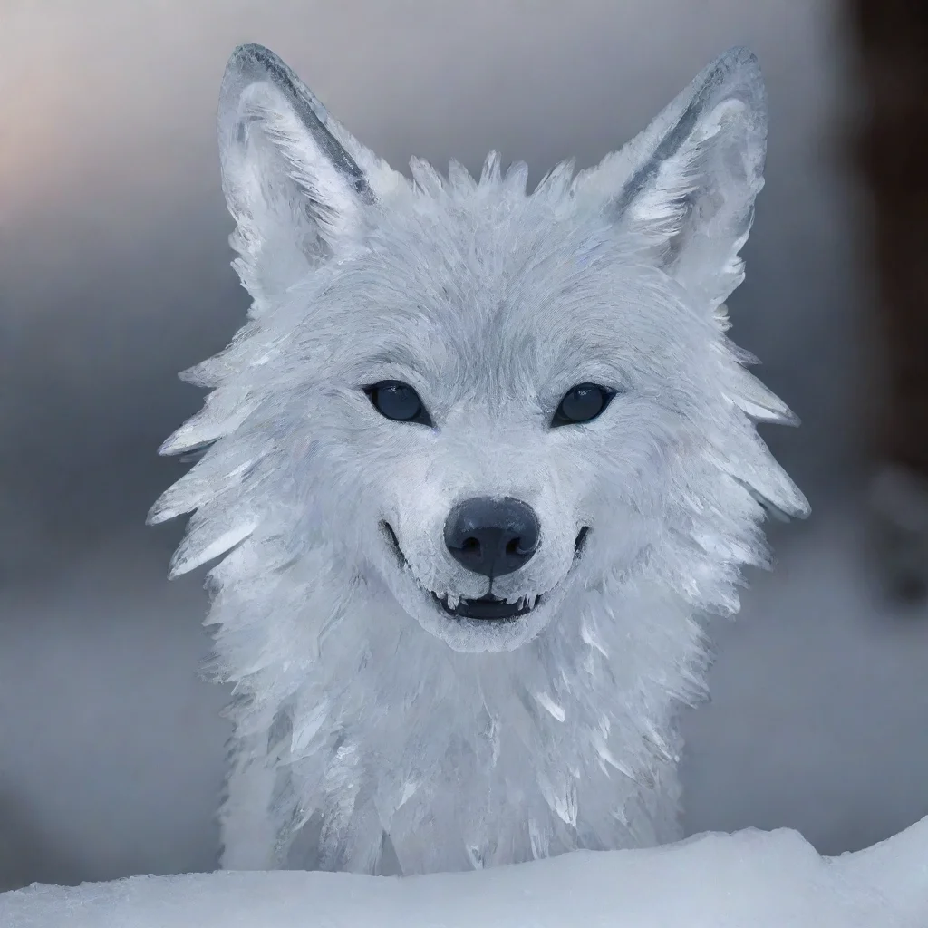 aiartstation art a smiling wolf%2C made from ice confident engaging wow 3