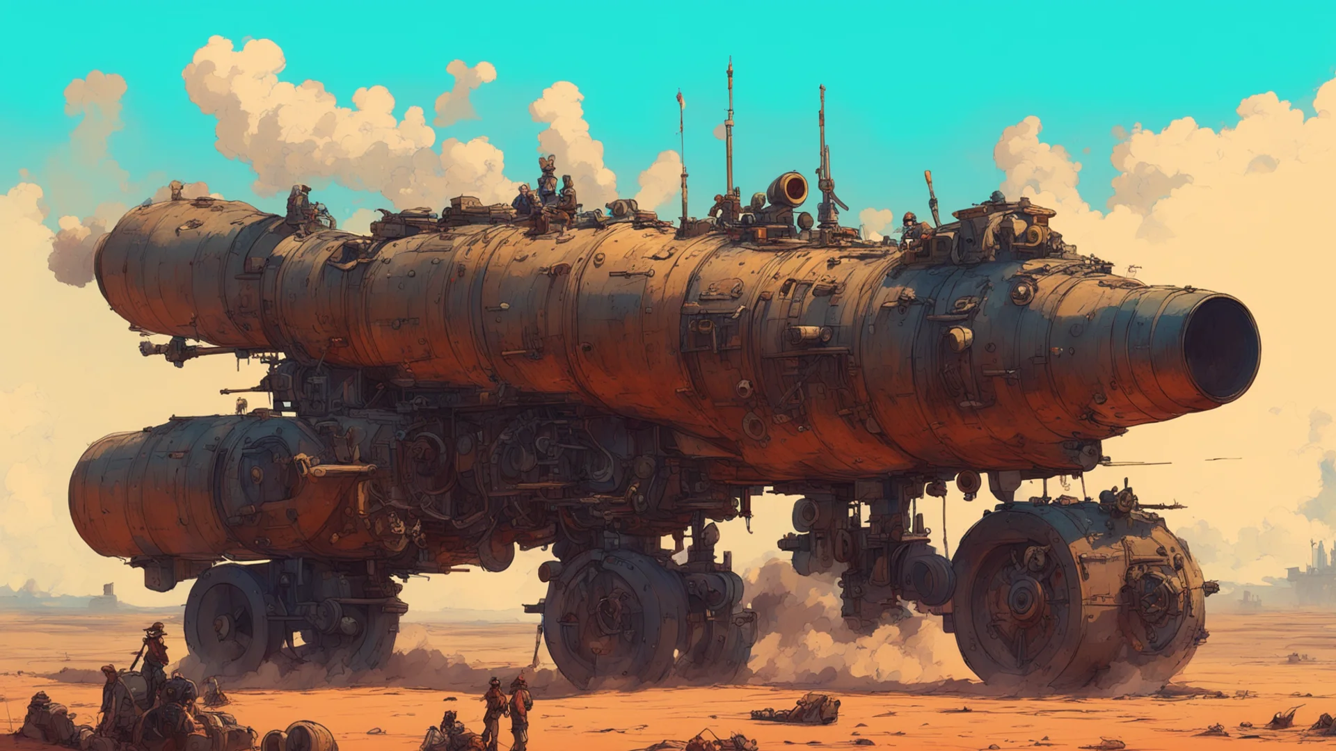 artstation art a smoking cannon designed by george lucas on a battlefield moebius ghibli ian mcque wallpaper confident engaging wow 3 wide