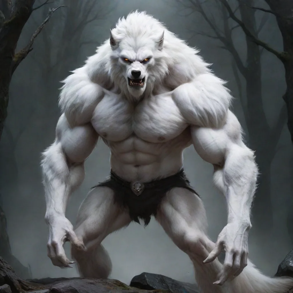 aiartstation art a strong white werewolf confident engaging wow 3