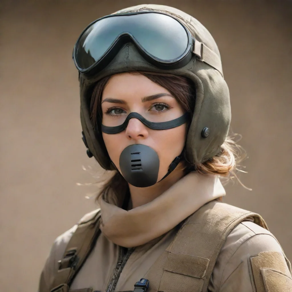 artstation art a woman in aviator helmet and tactical mask confident engaging wow 3