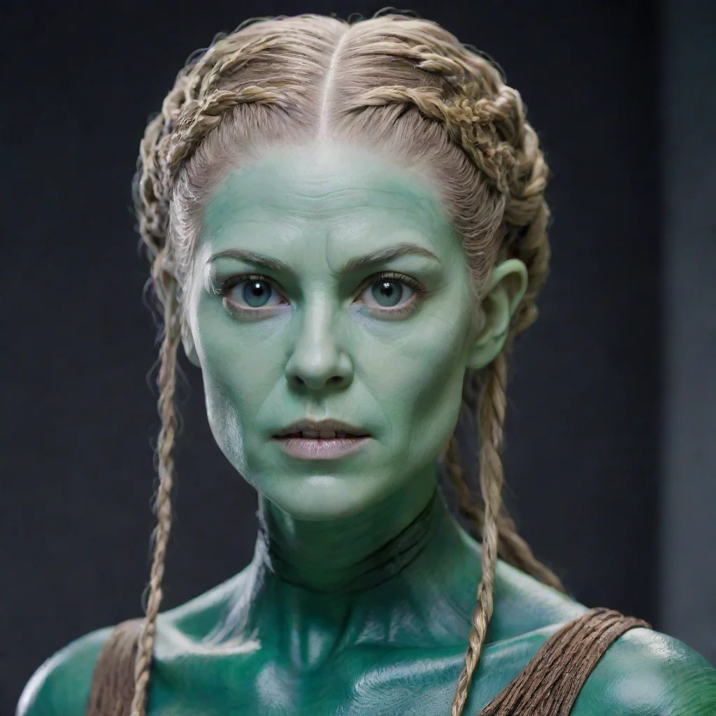 aiartstation art alien female with 30 tendrils braid on scalp%2C no hair%2C mikkian from star wars%2C blue green skin%2C golden eyes. rosamund pike face confident engaging wow 3
