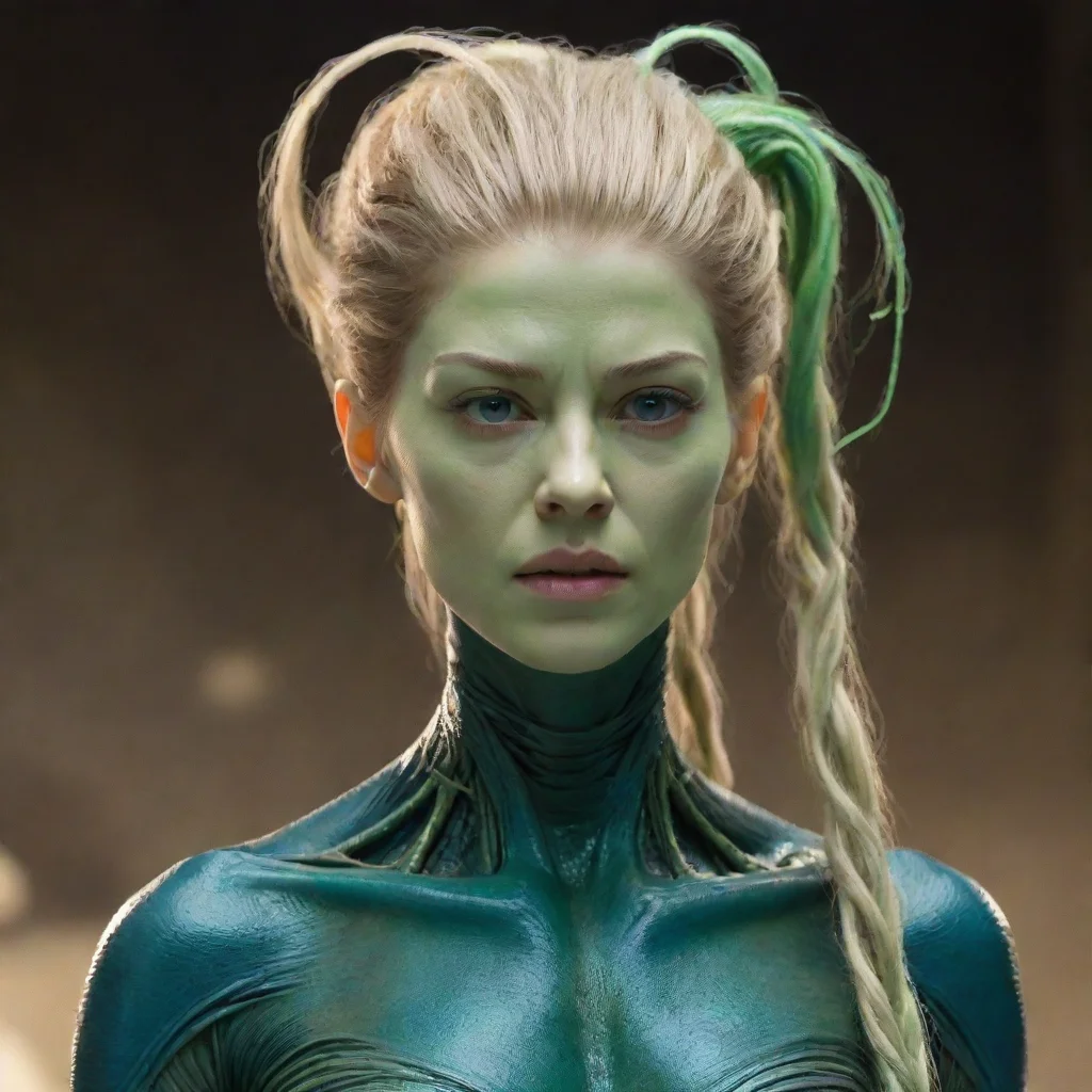 aiartstation art alien female with high ponytail made of long flesh tendrils%2C no hair%2C mikkian from star wars%2C blue green skin%2C golden eyes. rosamund pike face confident engaging wow 3