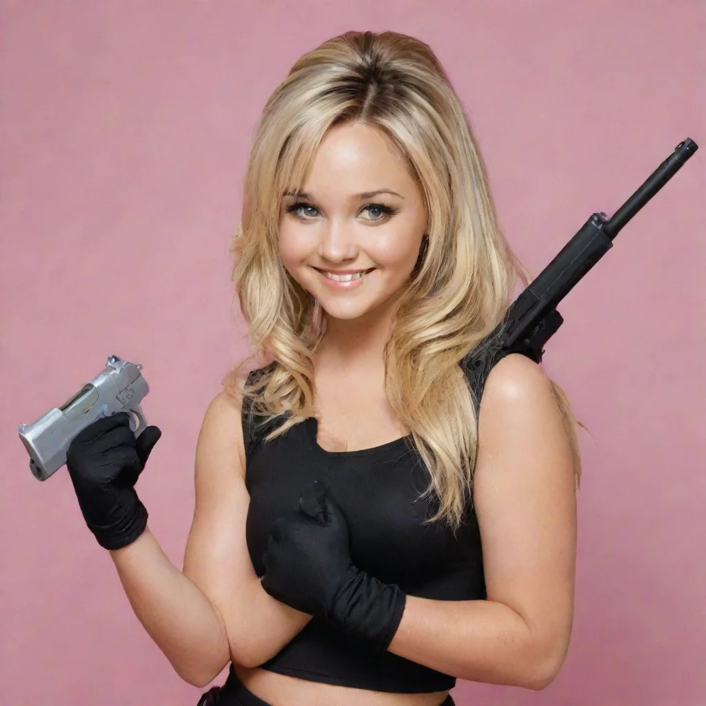 aiartstation art amanda bynes from the amanda show  smiling with black gloves and gun  confident engaging wow 3