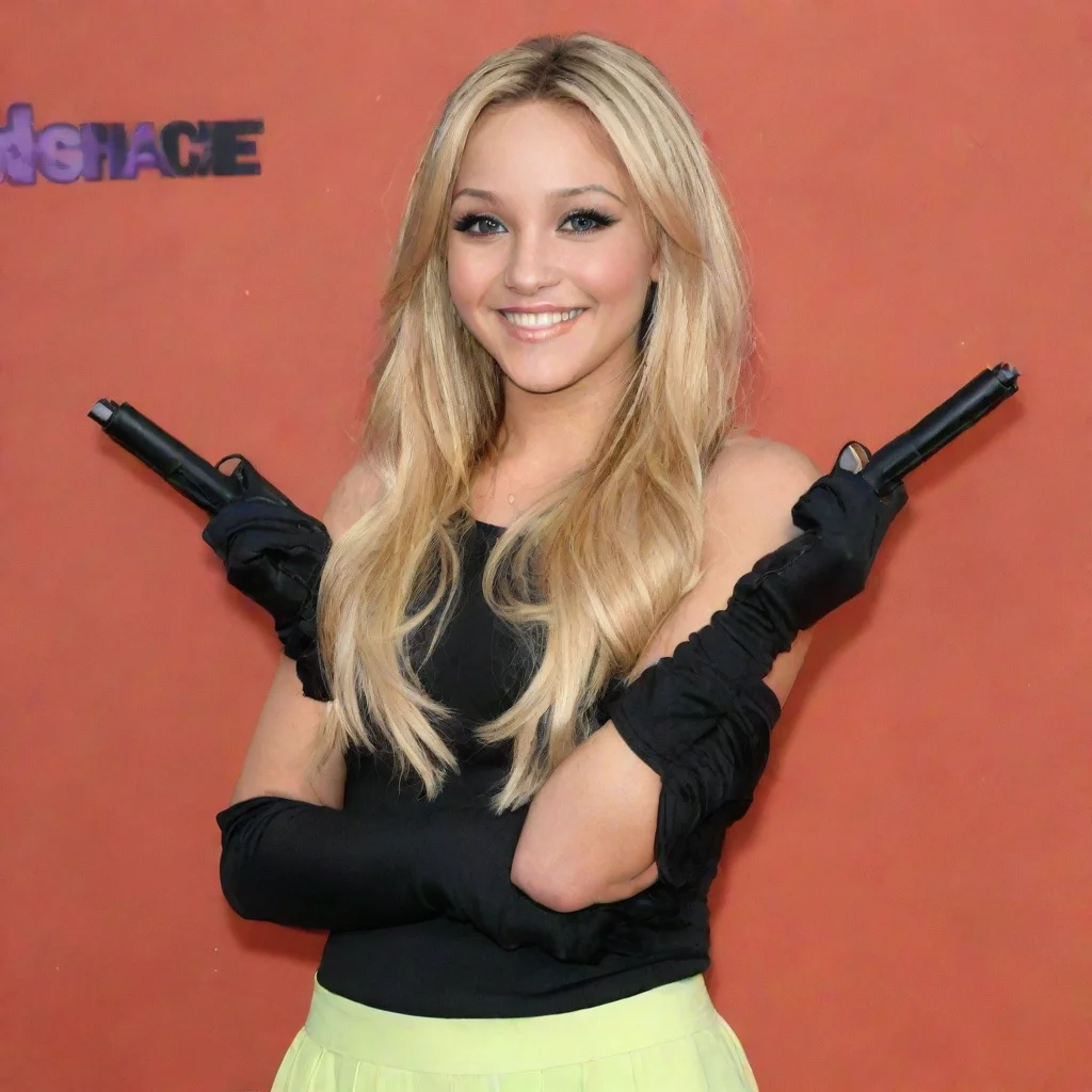 aiartstation art amanda bynes from the amanda show at the nickelodeon kids choice awards smiling with   black gloves and gun  confident engaging wow 3