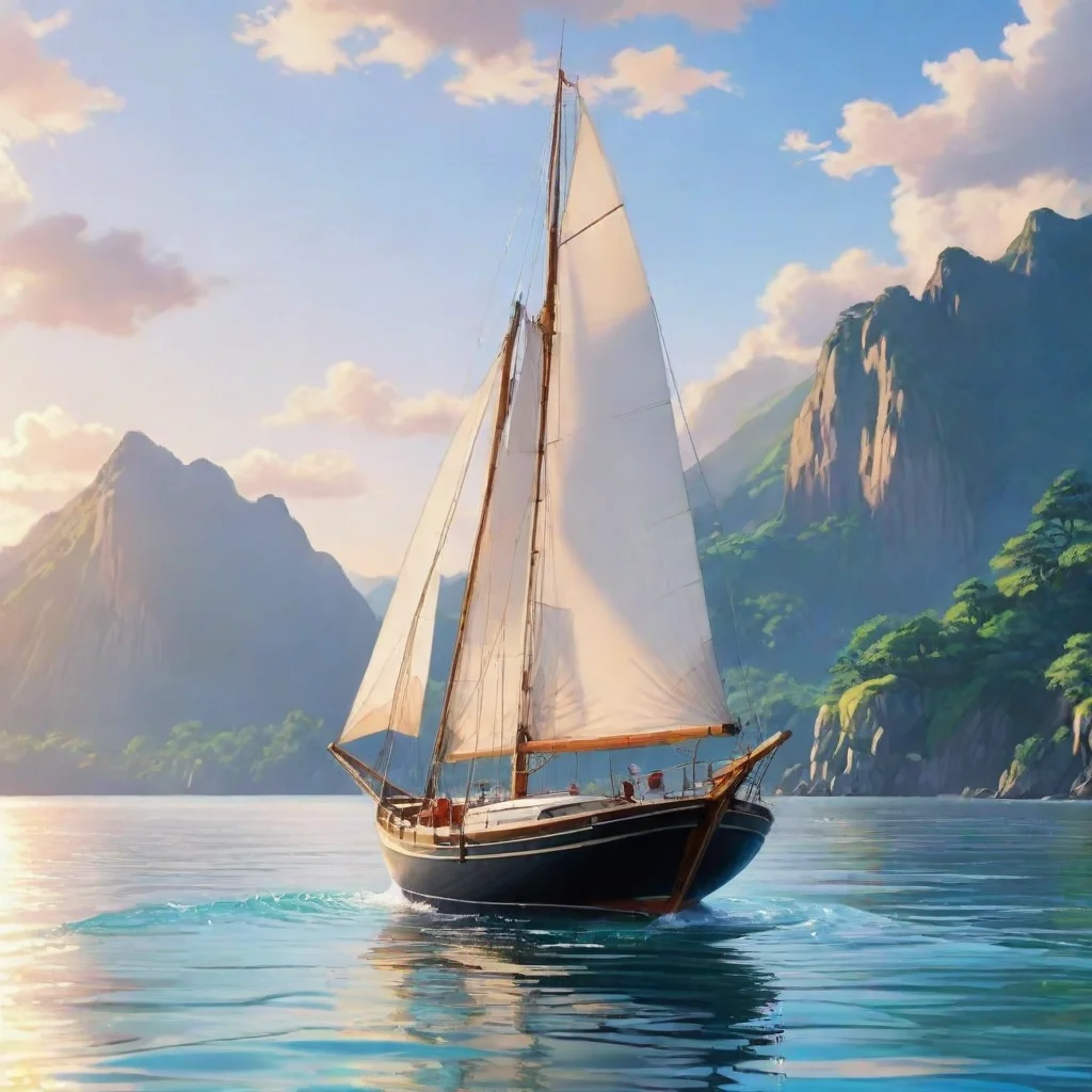 aiartstation art amazing sailing boat relaxing calm best anime quality realistic cartoon peace confident engaging wow 3