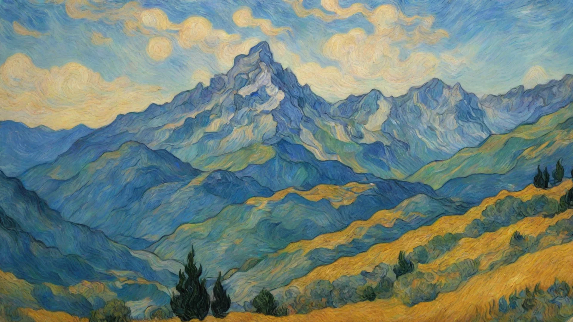 artstation art amazing van gogh mountain top relaxing calm hd aesthetic peace confident engaging wow 3 wide