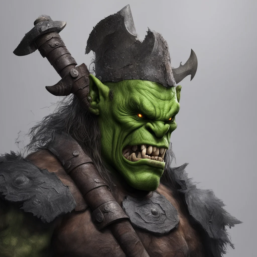 aiartstation art an orcish axe stuck in a warrior%27s head confident engaging wow 3