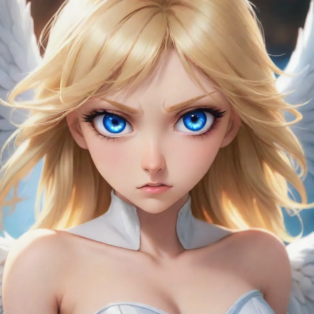 artstation art angry blonde anime angel with blue eyes confident engaging wow 3