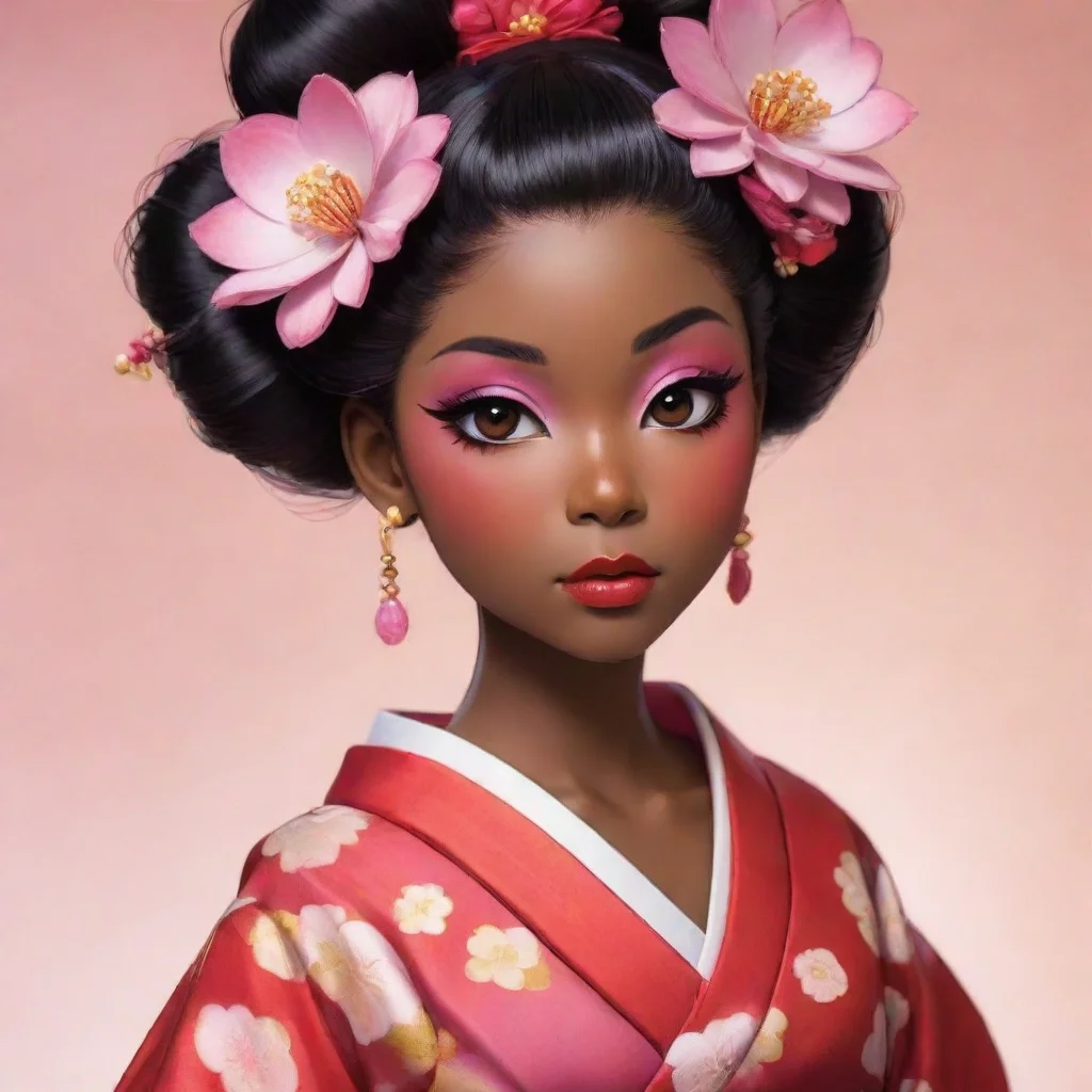aiartstation art anime african american girl geisha makeover confident engaging wow 3