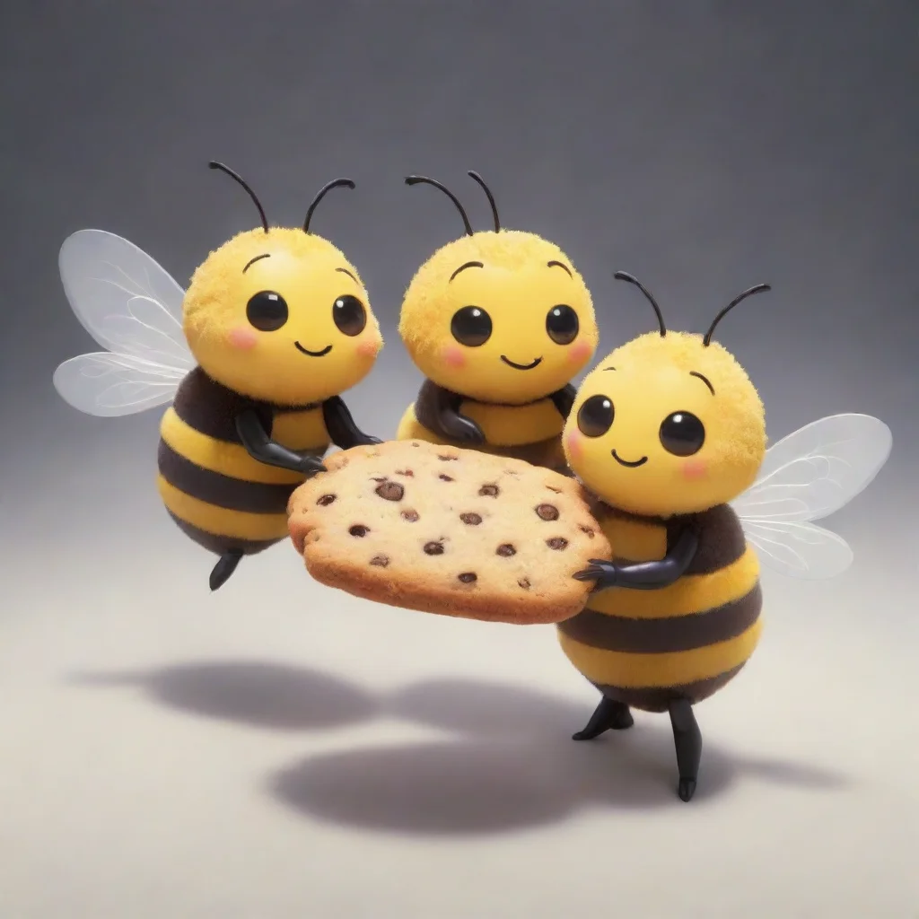 aiartstation art anime bees holding a cookie confident engaging wow 3