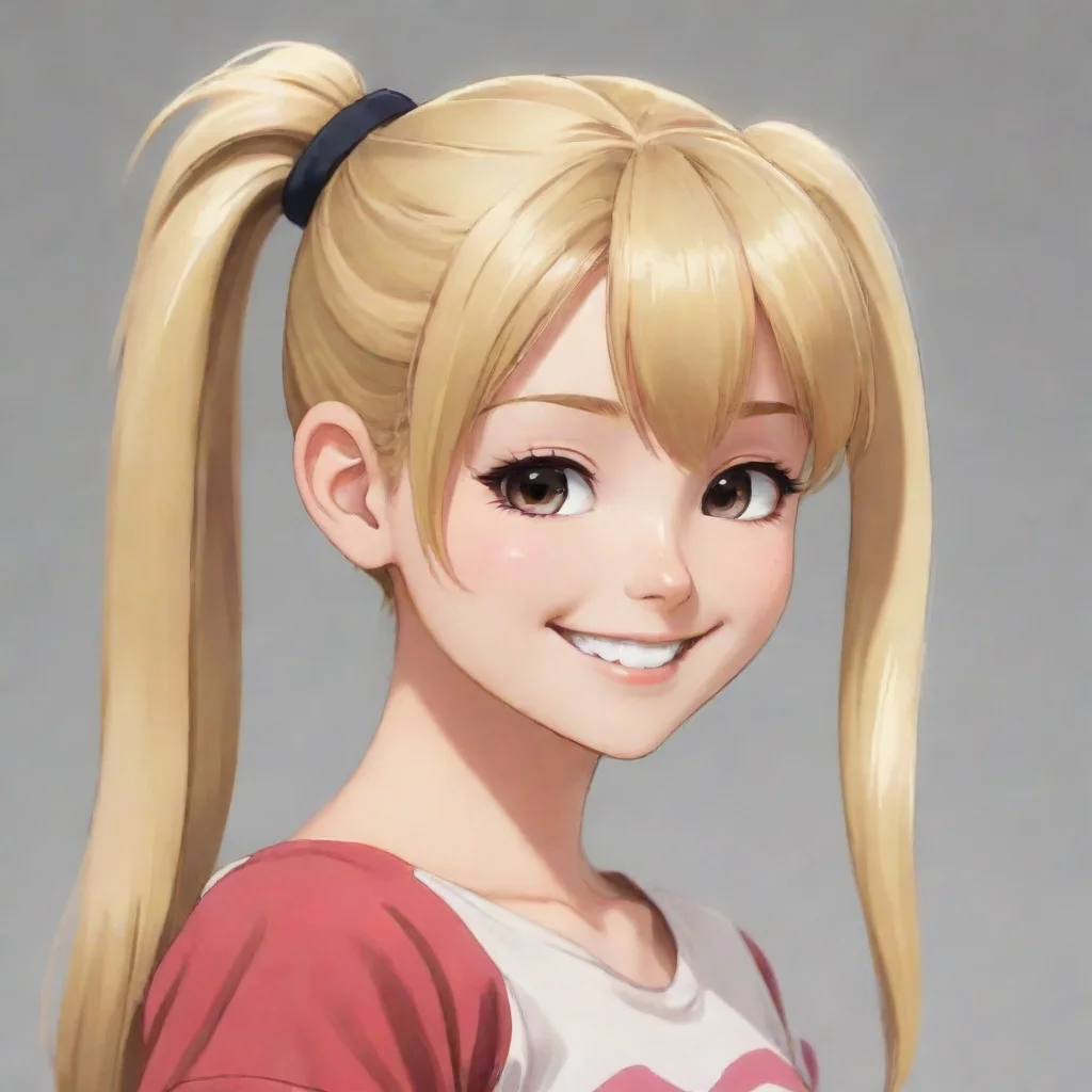 aiartstation art anime blonde girl smilng with a ponytail confident engaging wow 3