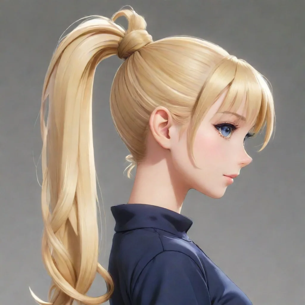 aiartstation art anime blonde girl with a ponytail confident engaging wow 3