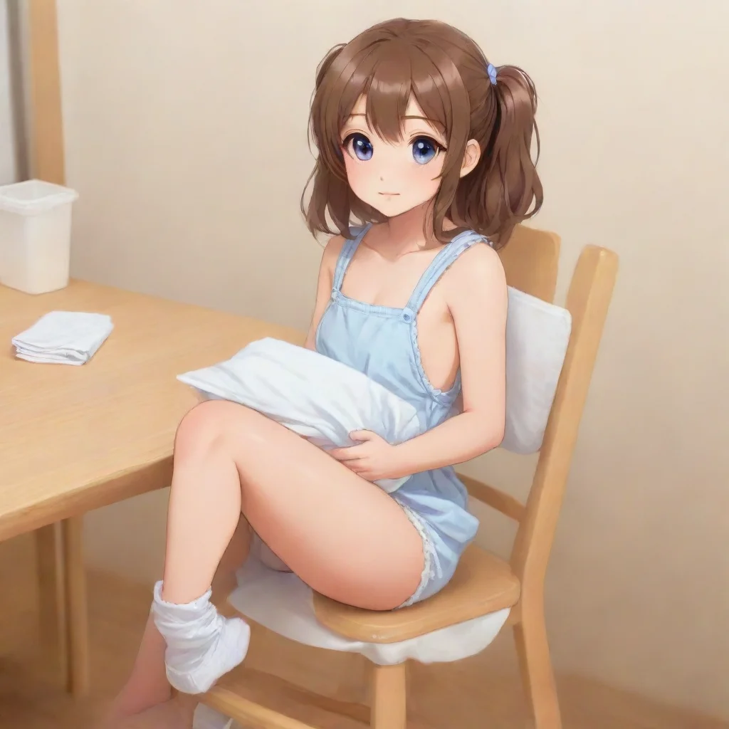 artstation art anime cute teen girl sitting in a high chair while wearing a diaper  confident engaging wow 3