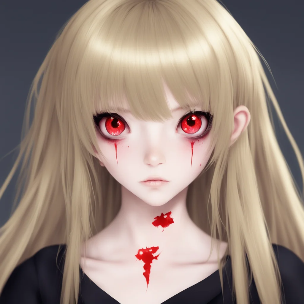 artstation art anime girl with red eyes and blond hair with blunt bangs vampire confident engaging wow 3