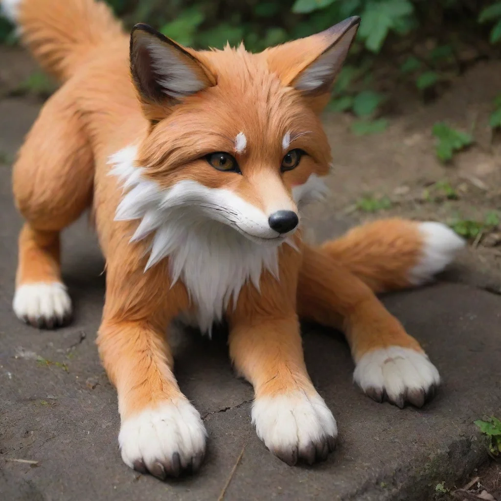 aiartstation art anime make fox anthrom realistic%2C feral paws confident engaging wow 3