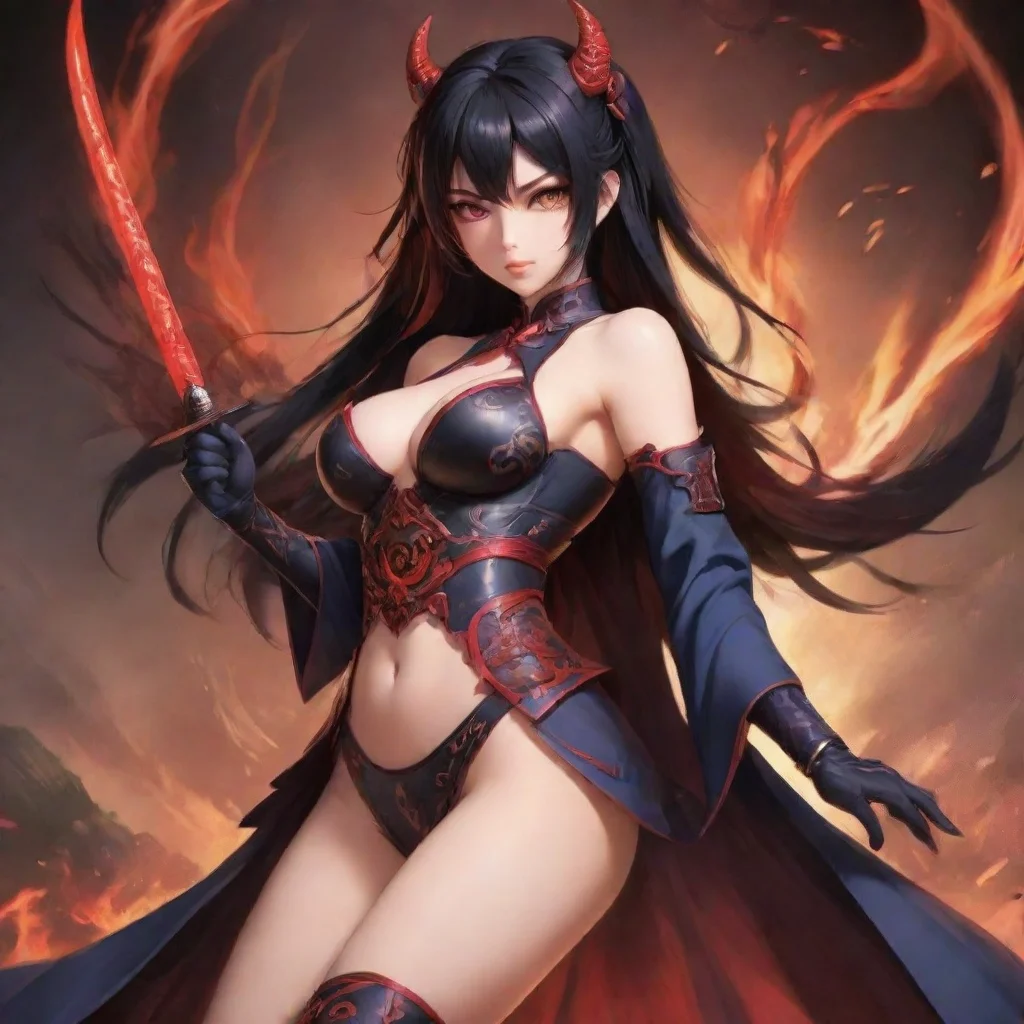 aiartstation art anime seductive beauty grace demon japanese warrior confident engaging wow 3