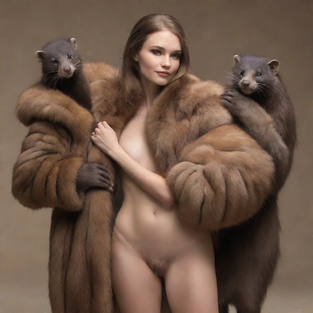 artstation art anthro minks putting a fur coat on a human confident engaging wow 3