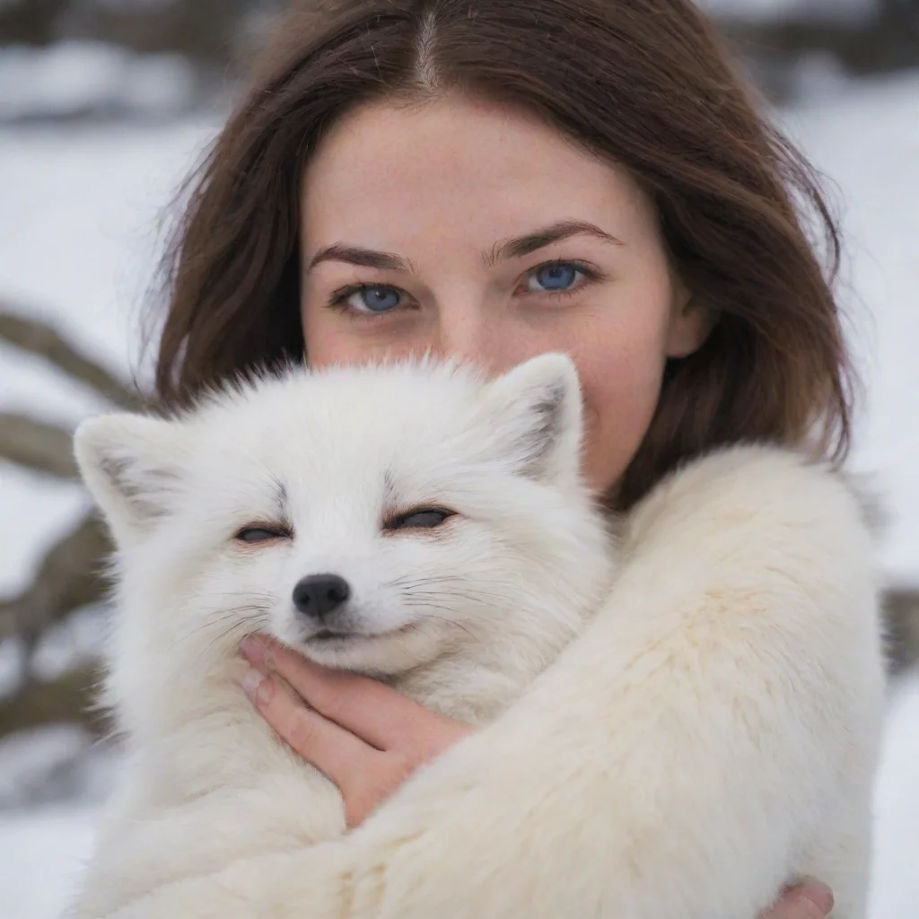 aiartstation art arctic fox cuddling human%27s front confident engaging wow 3