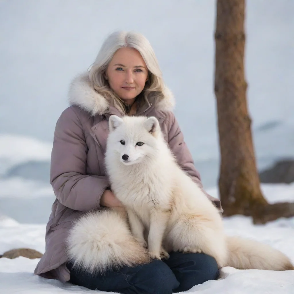 aiartstation art arctic fox sitting on a human confident engaging wow 3