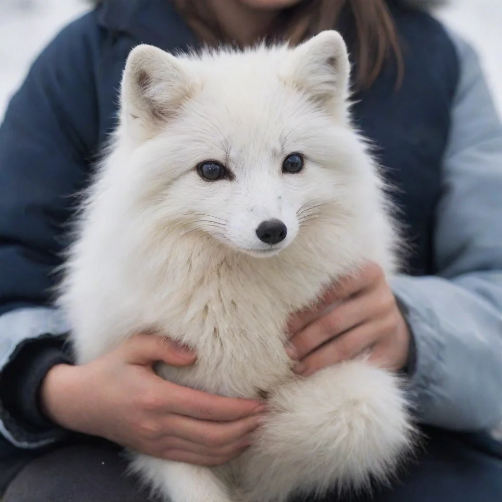 aiartstation art arctic fox sitting on human%27s lap confident engaging wow 3
