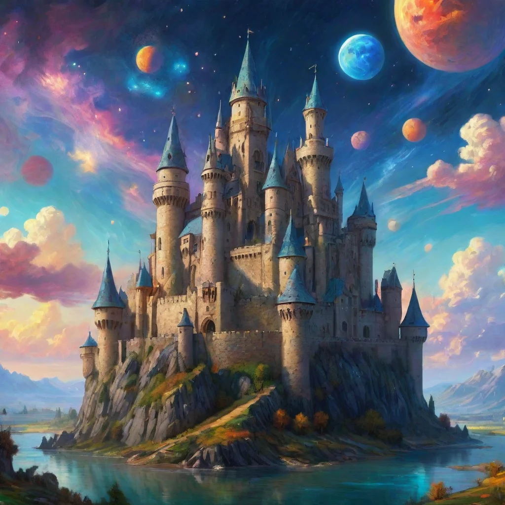 aiartstation art artstation art epic castle with colorful artistic sky planets van gogh style detailed hd asthetic castle confident engaging wow 3  confident engaging wow 3