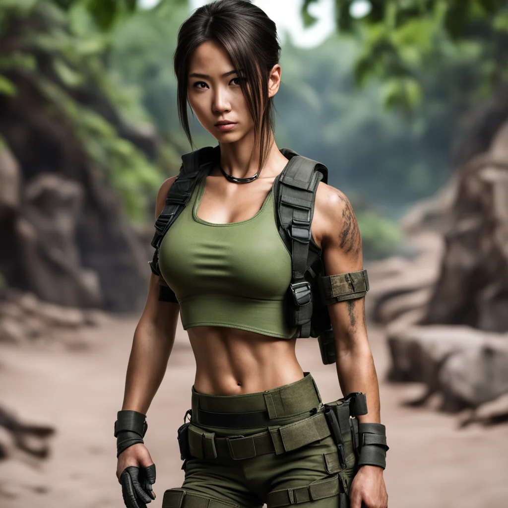 aiartstation art asian female shaped as lara croft in army outfit confident engaging wow 3