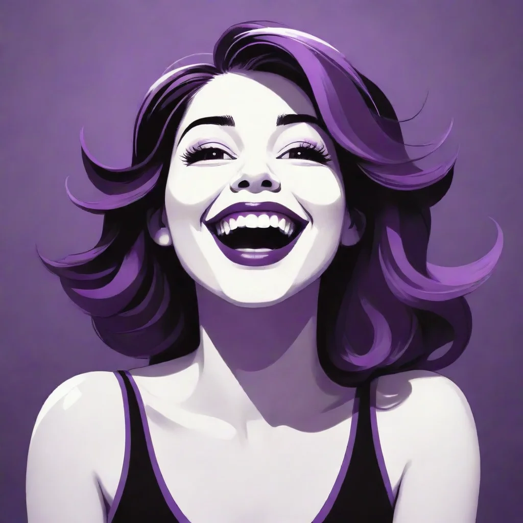 aiartstation art award winning illustration with a 2d vector illustration of a happy woman%2C colors purple%2C black and white. epic. confident engaging wow 3