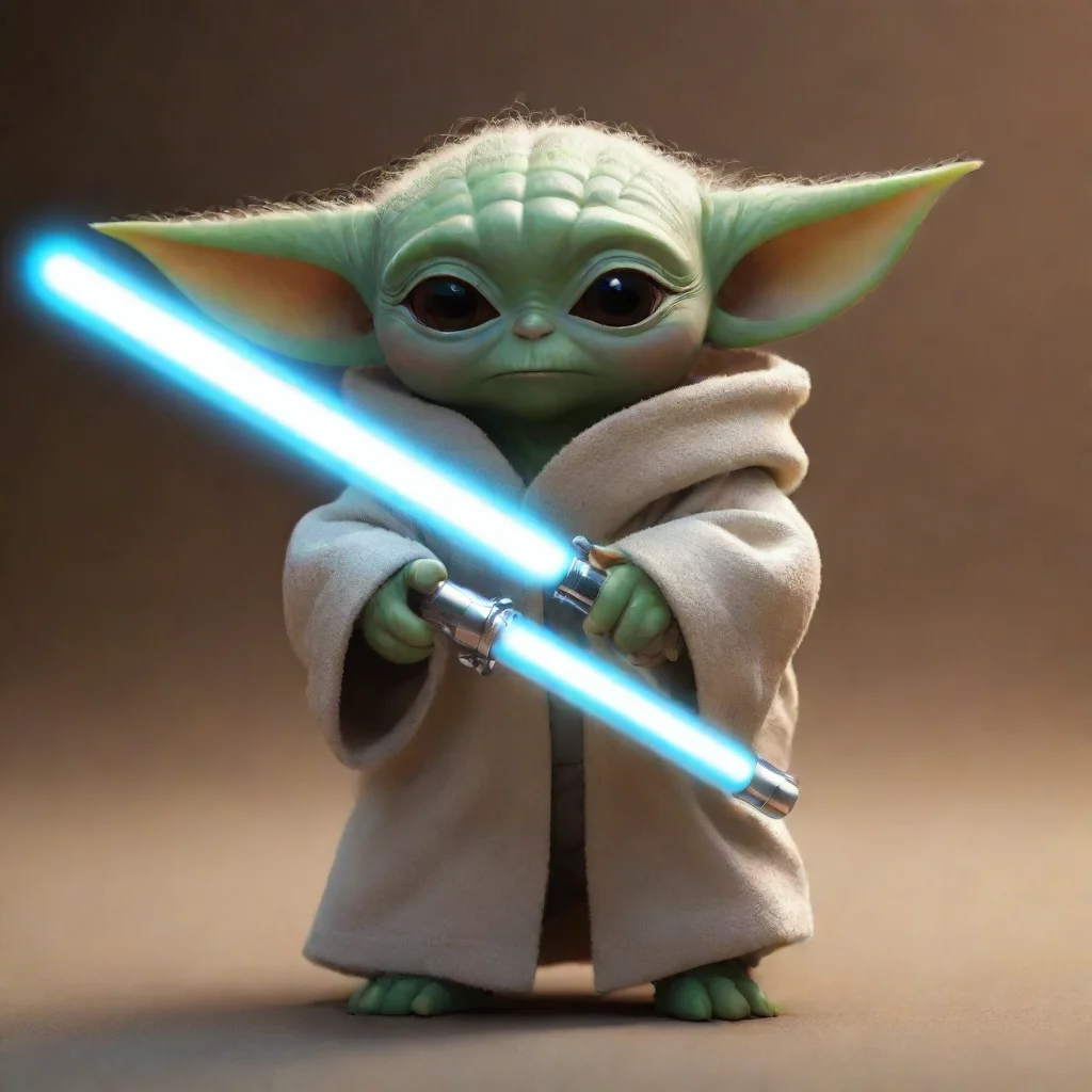 artstation art baby yoda as a grown up with white lightsaber  confident engaging wow 3