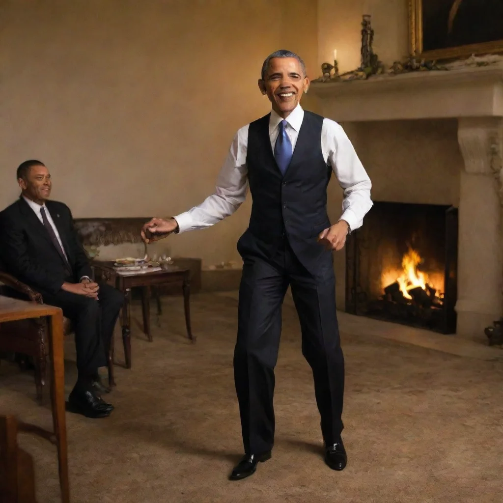 artstation art barack obama dancing by the fire confident engaging wow 3