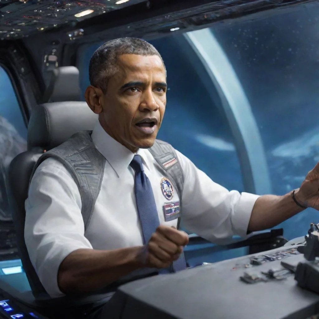 aiartstation art barrack obama in a space ship in a battle confident engaging wow 3