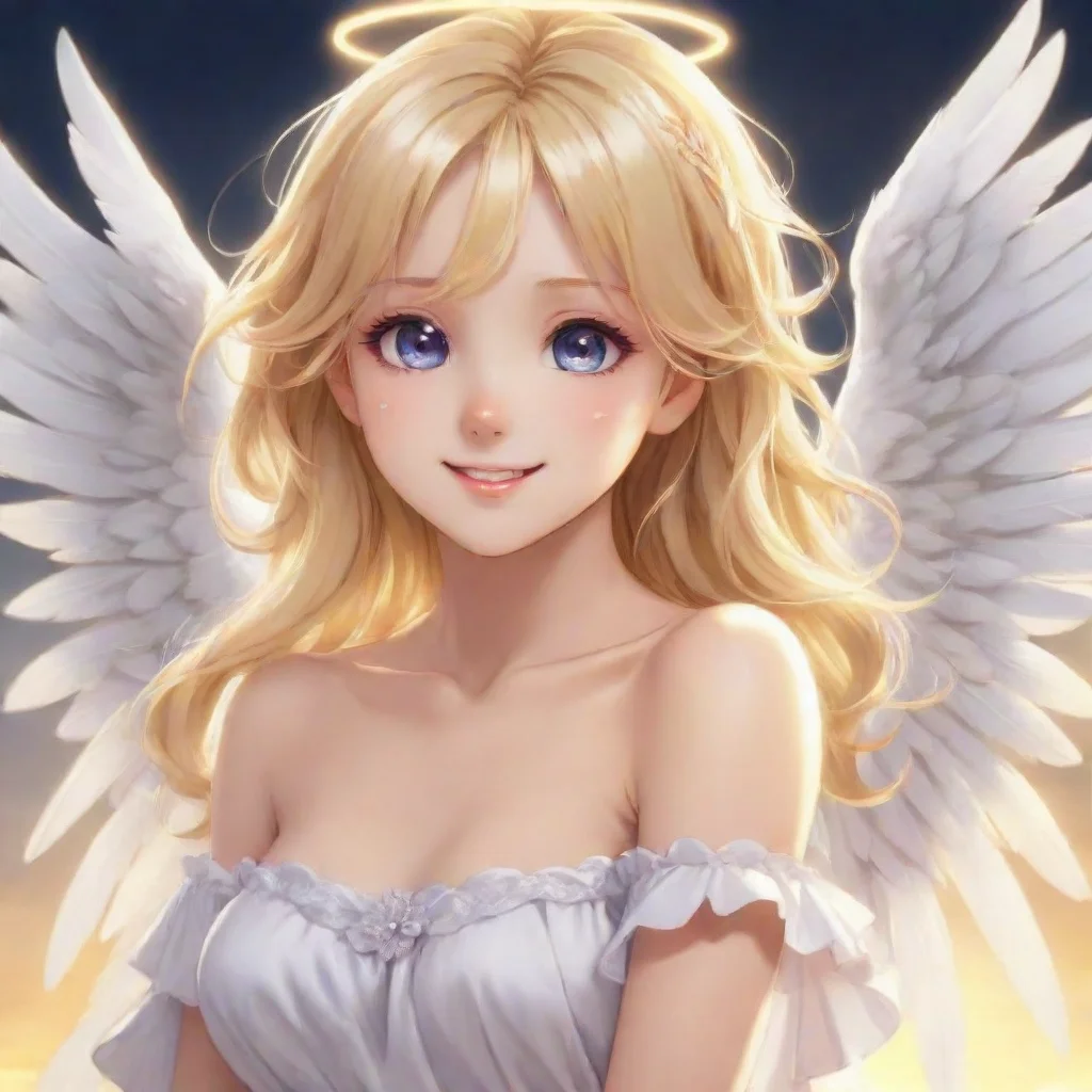 artstation art beautiful blonde happy anime angel confident engaging wow 3