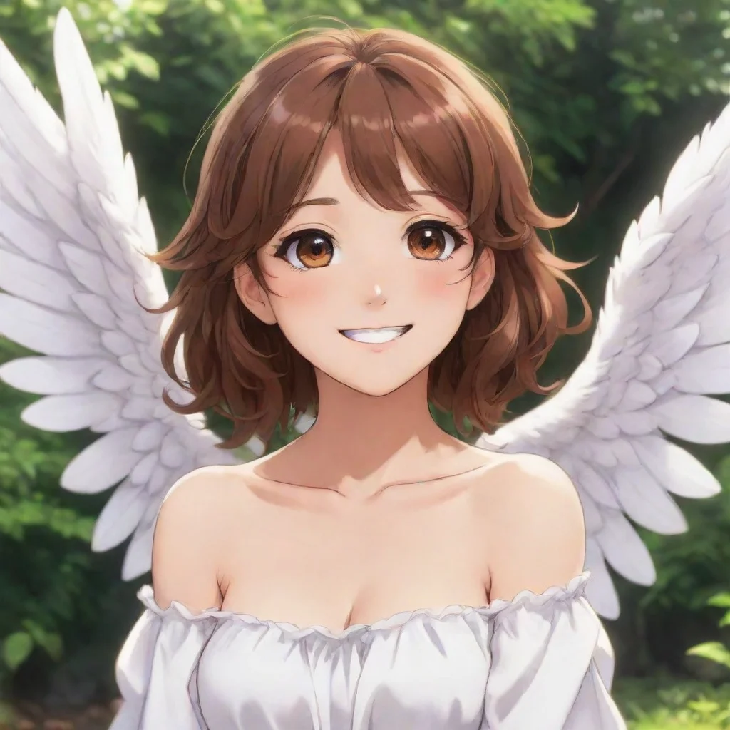 aiartstation art beautiful brown haired anime angel smiling confident engaging wow 3