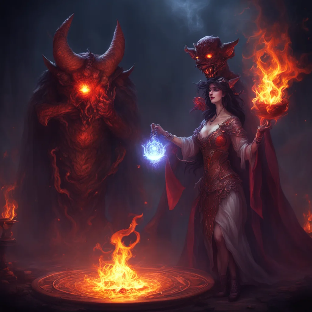 aiartstation art beautiful conjurer female summons a demon confident engaging wow 3