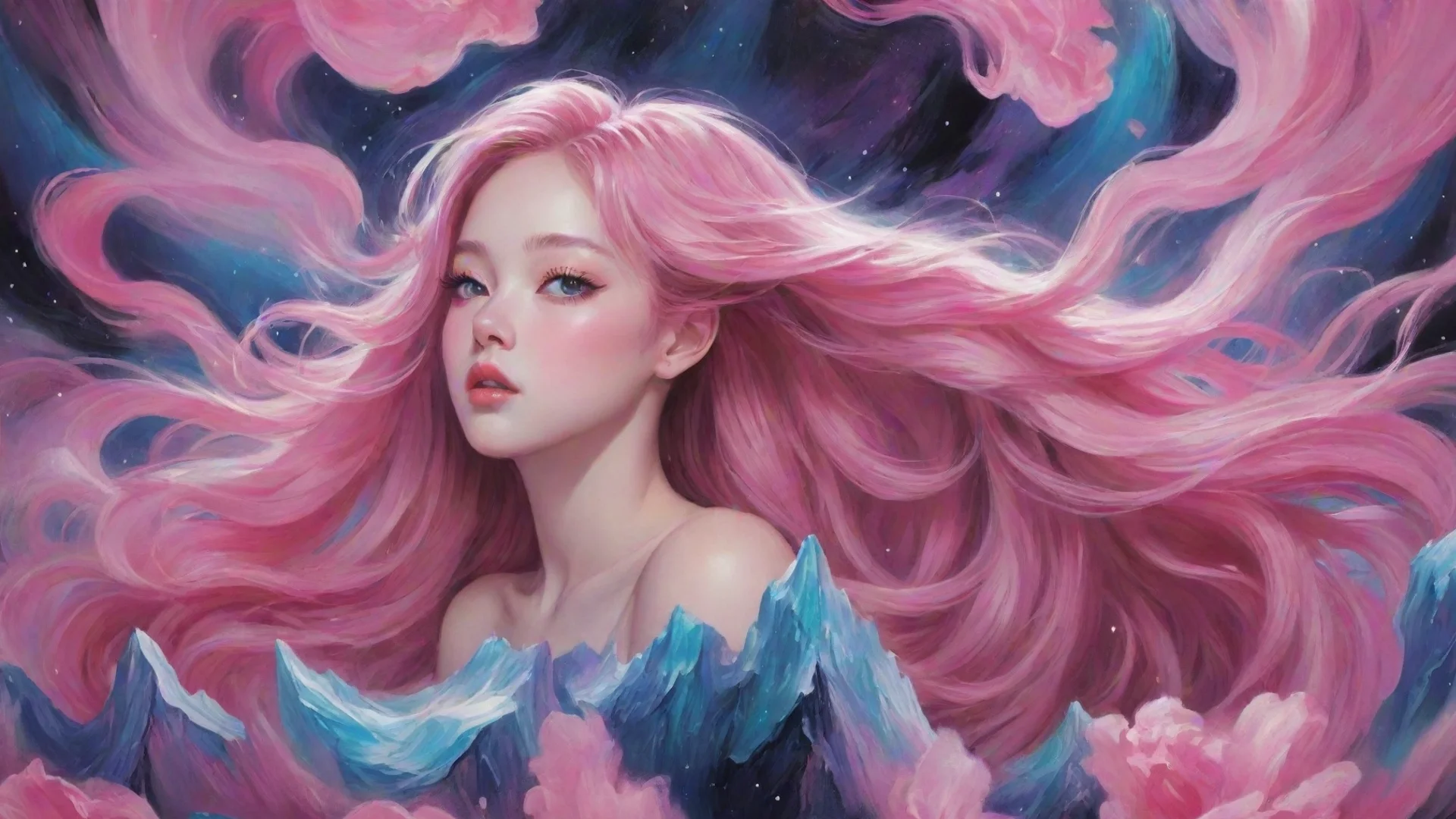 aiartstation art beautifully detailed blackpink abstract wonderland fantasy aurora best quality confident engaging wow 3 wide